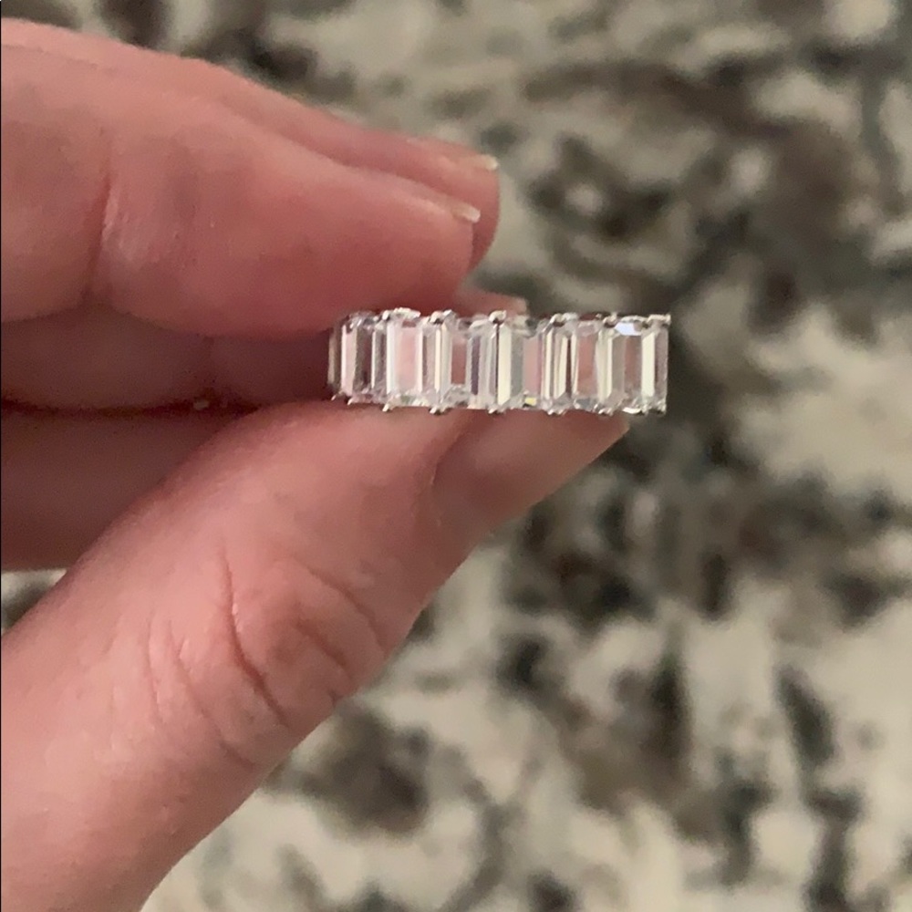 Faux Diamond Baguette Wedding Band Ring Size 6